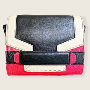 Vince Camuto "Geri" Leather Colorblock Crossbody Purse in Pink Black Grey